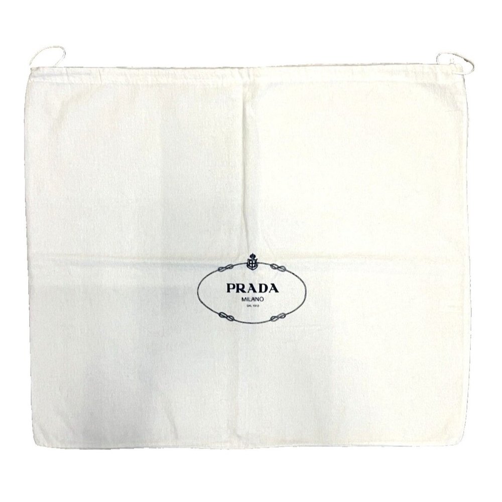 Prada Auth. Drawstring Dust Bag Pouch White  Navy Logo 19” x  22”